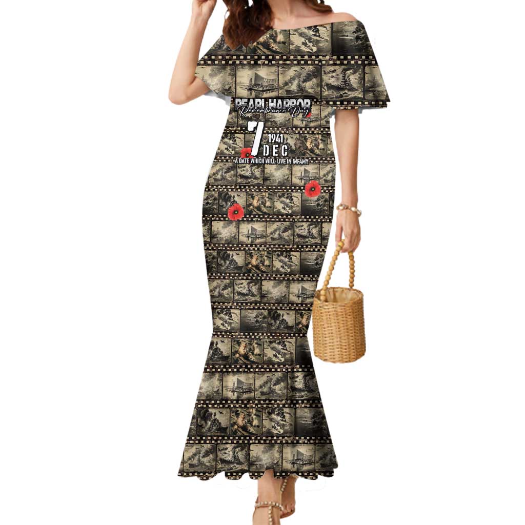 Pearl Harbor Remembrance Day Personalized Mermaid Dress Memories of December 7 with Red Poppy Lei - Wonder Print Shop
