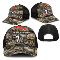 Pearl Harbor Remembrance Day Personalized Mesh Trucker Cap Memories of December 7 with Red Poppy Lei - Wonder Print Shop