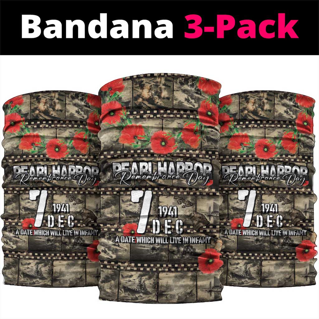 Pearl Harbor Remembrance Day Neck Gaiter Memories of December 7 with Red Poppy Lei - Wonder Print Shop