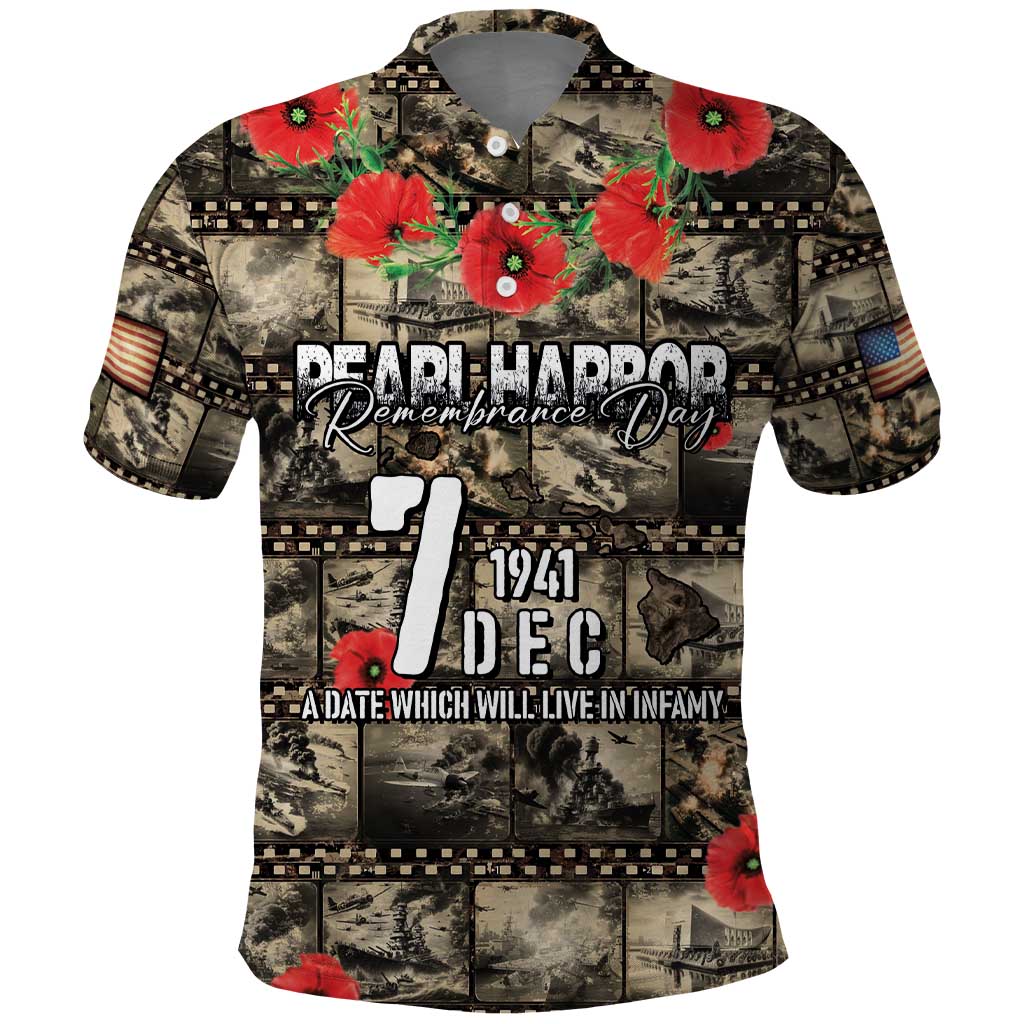 Pearl Harbor Remembrance Day Personalized Polo Shirt Memories of December 7 with Red Poppy Lei - Wonder Print Shop