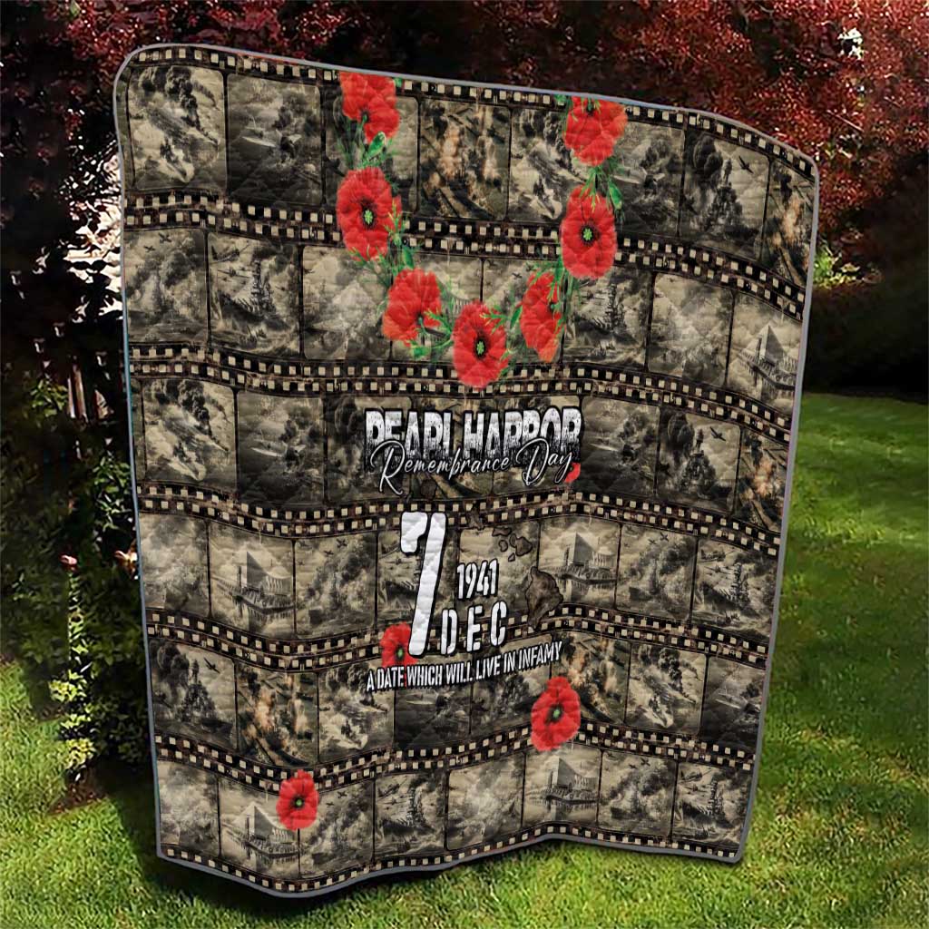 Pearl Harbor Remembrance Day Quilt Memories of December 7 with Red Poppy Lei - Wonder Print Shop