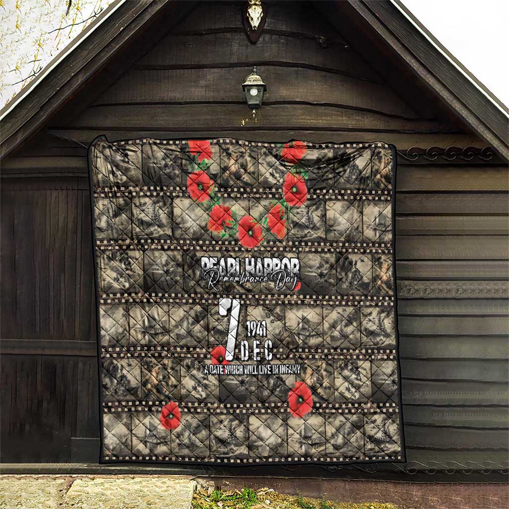Pearl Harbor Remembrance Day Quilt Memories of December 7 with Red Poppy Lei - Wonder Print Shop