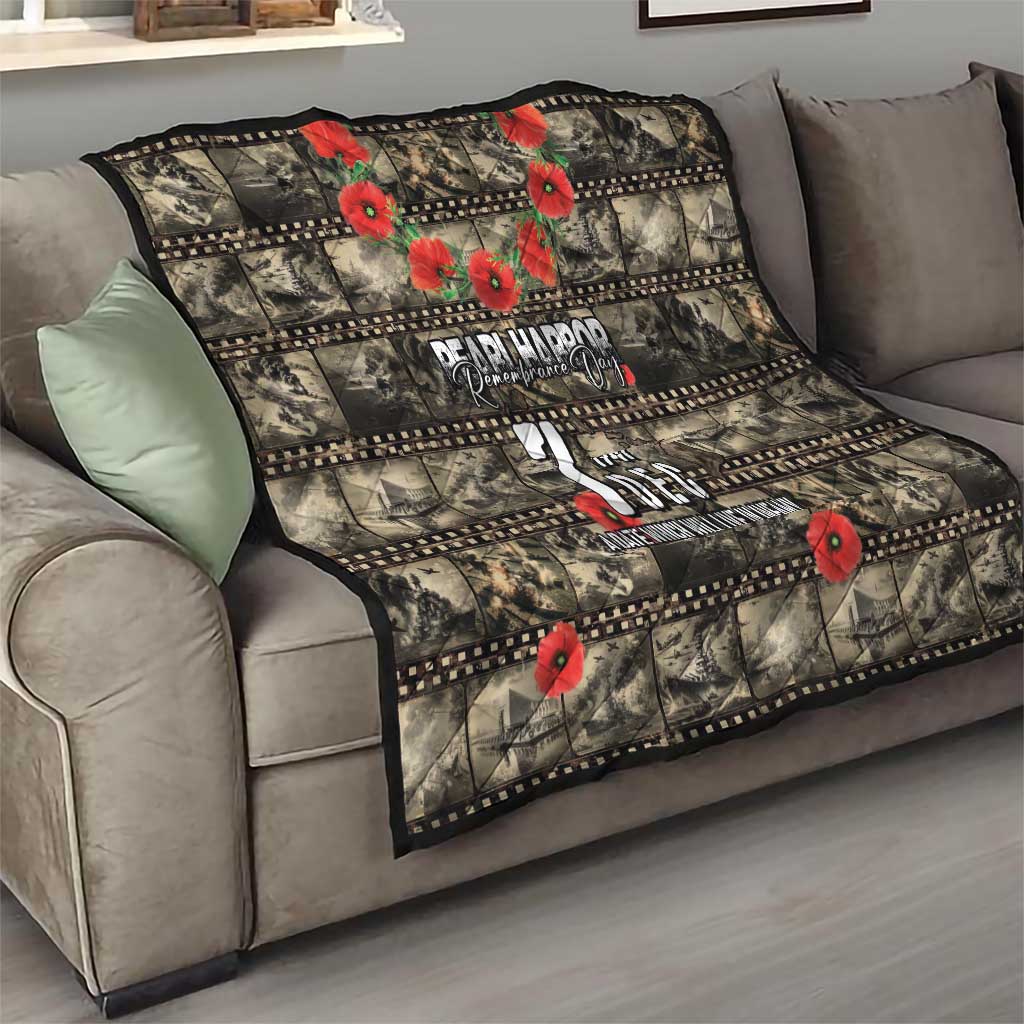Pearl Harbor Remembrance Day Quilt Memories of December 7 with Red Poppy Lei - Wonder Print Shop