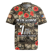 Pearl Harbor Remembrance Day Personalized Rugby Jersey Memories of December 7 with Red Poppy Lei - Wonder Print Shop