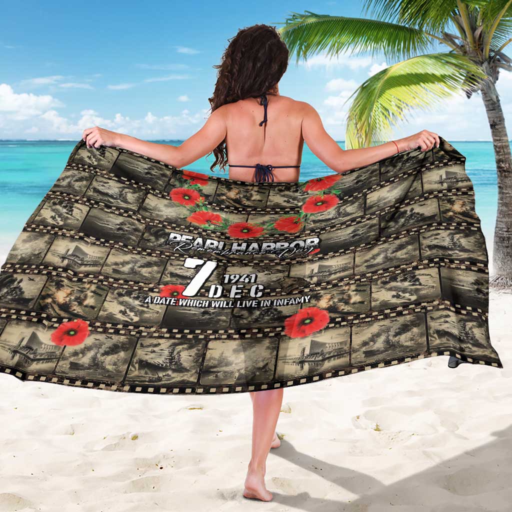 Pearl Harbor Remembrance Day Sarong Memories of December 7 with Red Poppy Lei - Wonder Print Shop