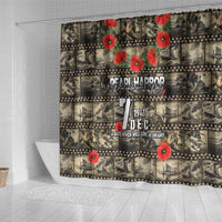 Pearl Harbor Remembrance Day Shower Curtain Memories of December 7 with Red Poppy Lei - Wonder Print Shop