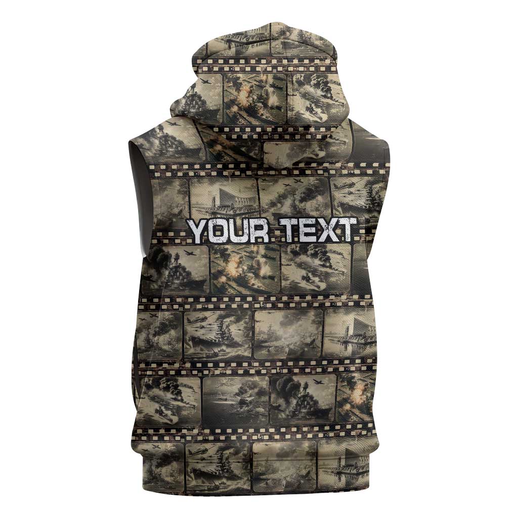 Pearl Harbor Remembrance Day Personalized Sleeveless Hoodie Memories of December 7 with Red Poppy Lei - Wonder Print Shop