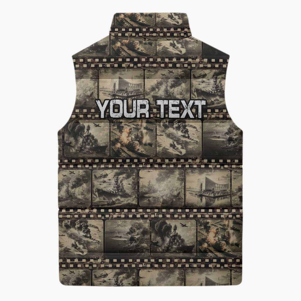 Pearl Harbor Remembrance Day Personalized Sleeveless Puffer Jacket Memories of December 7 with Red Poppy Lei - Wonder Print Shop