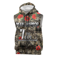Pearl Harbor Remembrance Day Personalized Sleeveless Zip Hoodie Memories of December 7 with Red Poppy Lei - Wonder Print Shop