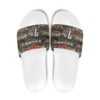 Pearl Harbor Remembrance Day Slide Sandals Memories of December 7 with Red Poppy Lei - Wonder Print Shop