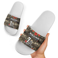 Pearl Harbor Remembrance Day Slide Sandals Memories of December 7 with Red Poppy Lei - Wonder Print Shop