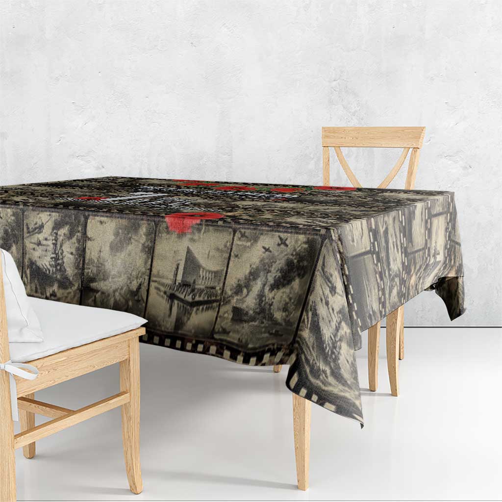 Pearl Harbor Remembrance Day Tablecloth Memories of December 7 with Red Poppy Lei - Wonder Print Shop