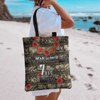 Pearl Harbor Remembrance Day Tote Bag Memories of December 7 with Red Poppy Lei - Wonder Print Shop