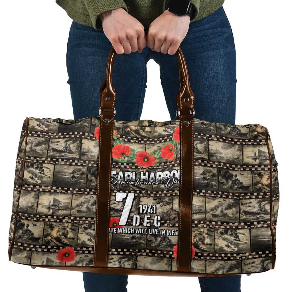 Pearl Harbor Remembrance Day Travel Bag Memories of December 7 with Red Poppy Lei - Wonder Print Shop