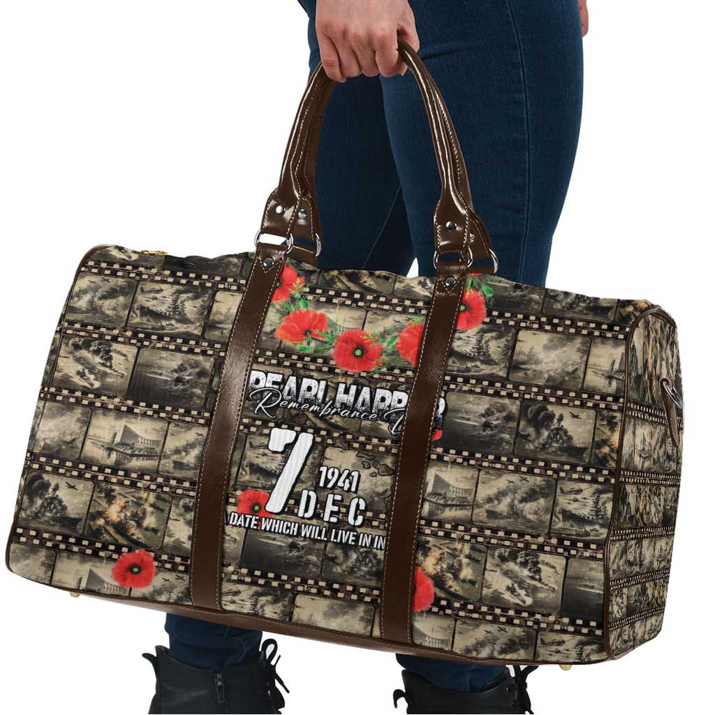 Pearl Harbor Remembrance Day Travel Bag Memories of December 7 with Red Poppy Lei - Wonder Print Shop
