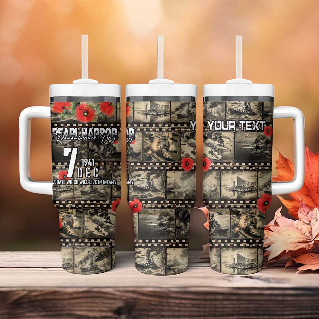 Pearl Harbor Remembrance Day Personalized Tumbler With Handle Memories of December 7 with Red Poppy Lei - Wonder Print Shop