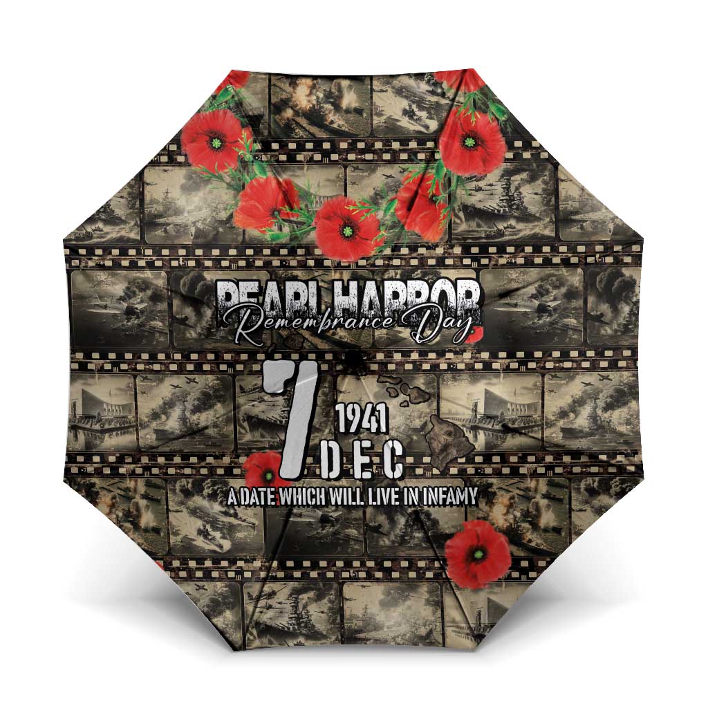 Pearl Harbor Remembrance Day Umbrella Memories of December 7 with Red Poppy Lei - Wonder Print Shop
