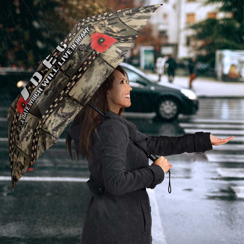 Pearl Harbor Remembrance Day Umbrella Memories of December 7 with Red Poppy Lei - Wonder Print Shop