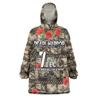 Pearl Harbor Remembrance Day Personalized Wearable Blanket Hoodie Memories of December 7 with Red Poppy Lei - Wonder Print Shop