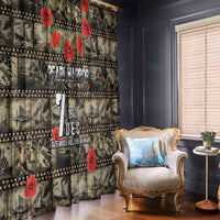 Pearl Harbor Remembrance Day Window Curtain Memories of December 7 with Red Poppy Lei - Wonder Print Shop
