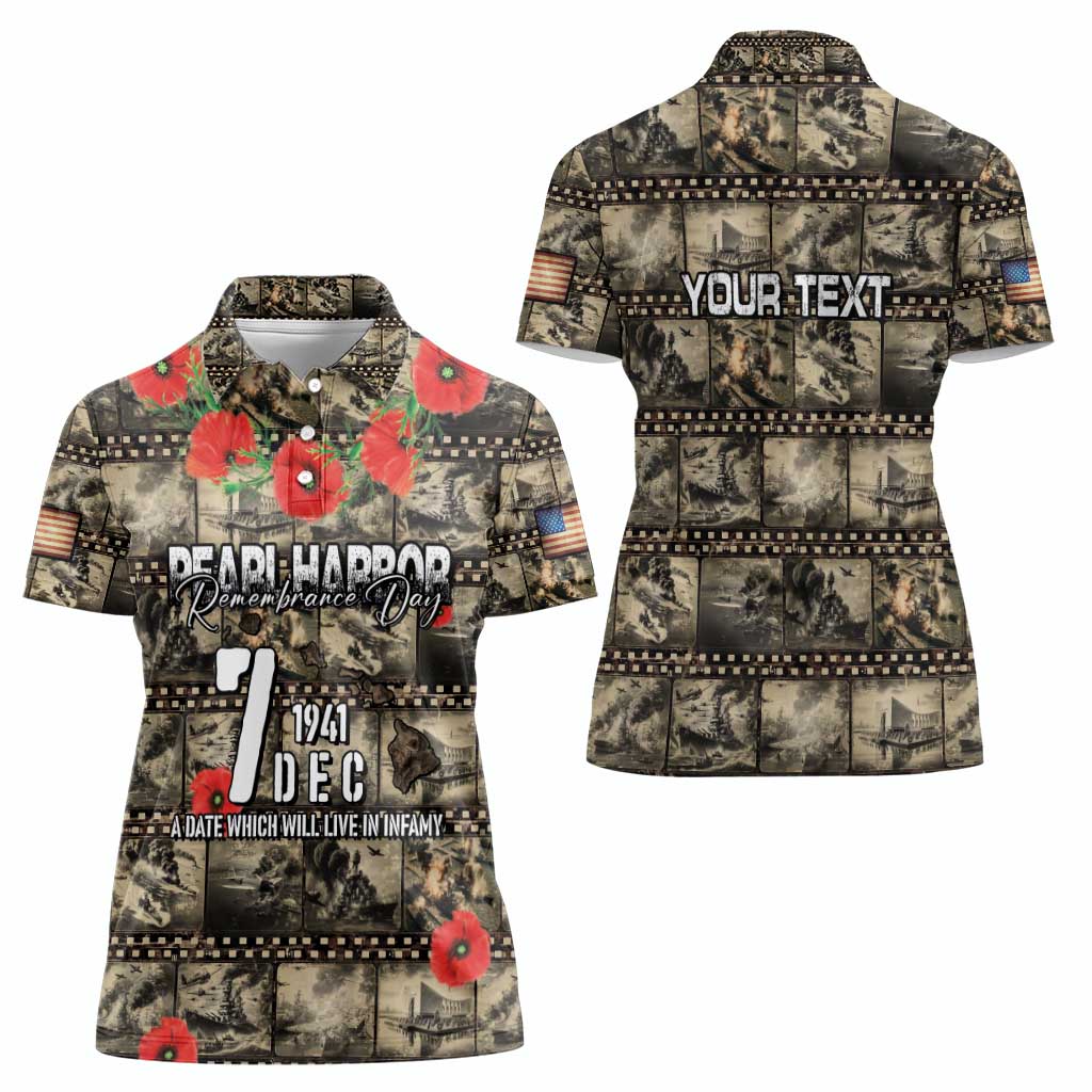 Pearl Harbor Remembrance Day Personalized Women Polo Shirt Memories of December 7 with Red Poppy Lei - Wonder Print Shop