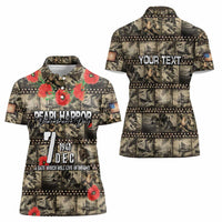 Pearl Harbor Remembrance Day Personalized Women Polo Shirt Memories of December 7 with Red Poppy Lei - Wonder Print Shop