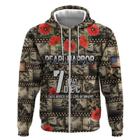 Pearl Harbor Remembrance Day Personalized Zip Hoodie Memories of December 7 with Red Poppy Lei - Wonder Print Shop