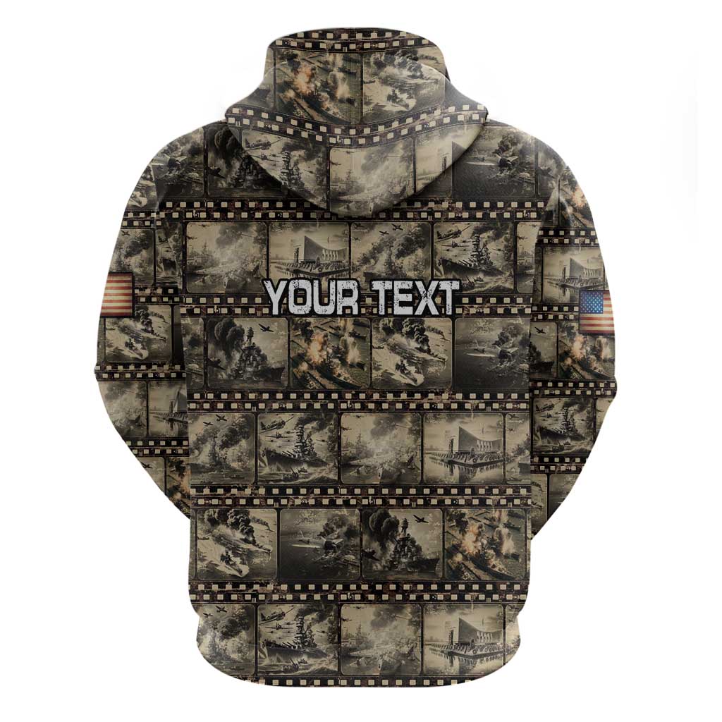 Pearl Harbor Remembrance Day Personalized Zip Hoodie Memories of December 7 with Red Poppy Lei - Wonder Print Shop