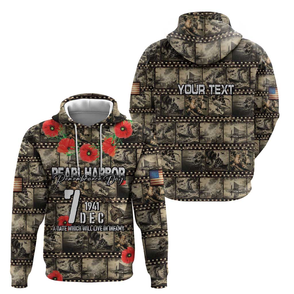 Pearl Harbor Remembrance Day Personalized Zip Hoodie Memories of December 7 with Red Poppy Lei - Wonder Print Shop