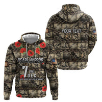 Pearl Harbor Remembrance Day Personalized Zip Hoodie Memories of December 7 with Red Poppy Lei - Wonder Print Shop