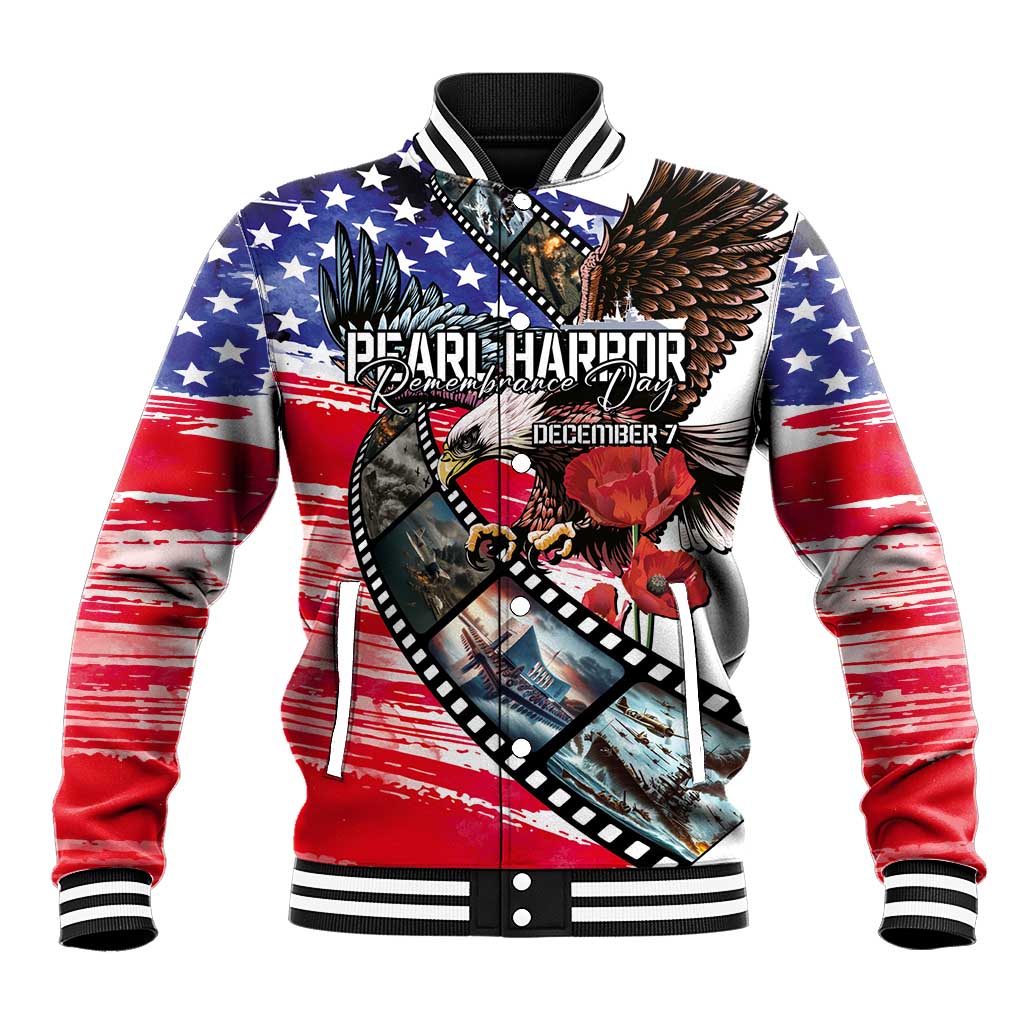 Pearl Harbor Remembrance Day Personalized Baseball Jacket Lest We Forget - The Bald Eagle Remembers - Wonder Print Shop