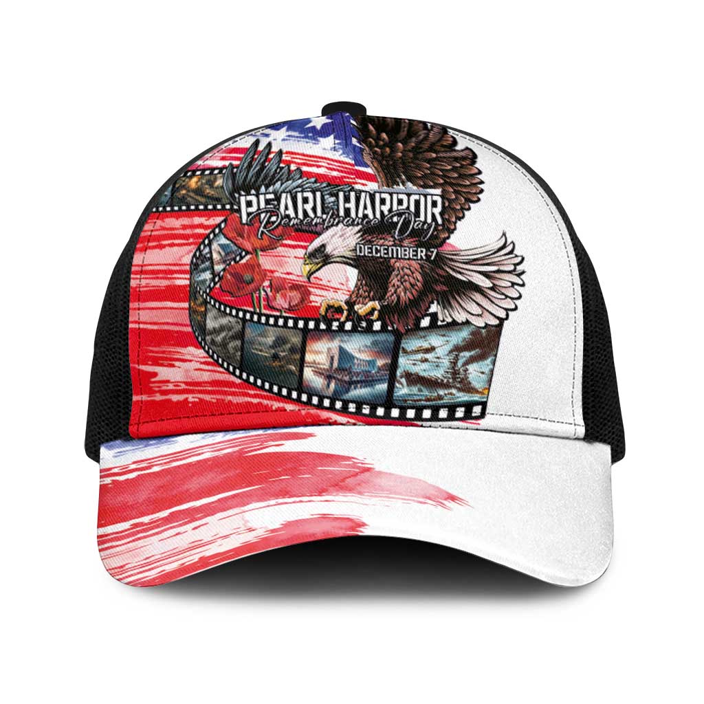Pearl Harbor Remembrance Day Personalized Baseball Net Cap Lest We Forget-The Bald Eagle Remembers - Wonder Print Shop