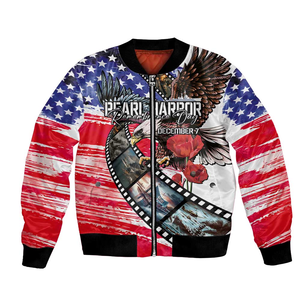 Pearl Harbor Remembrance Day Personalized Bomber Jacket Lest We Forget - The Bald Eagle Remembers - Wonder Print Shop
