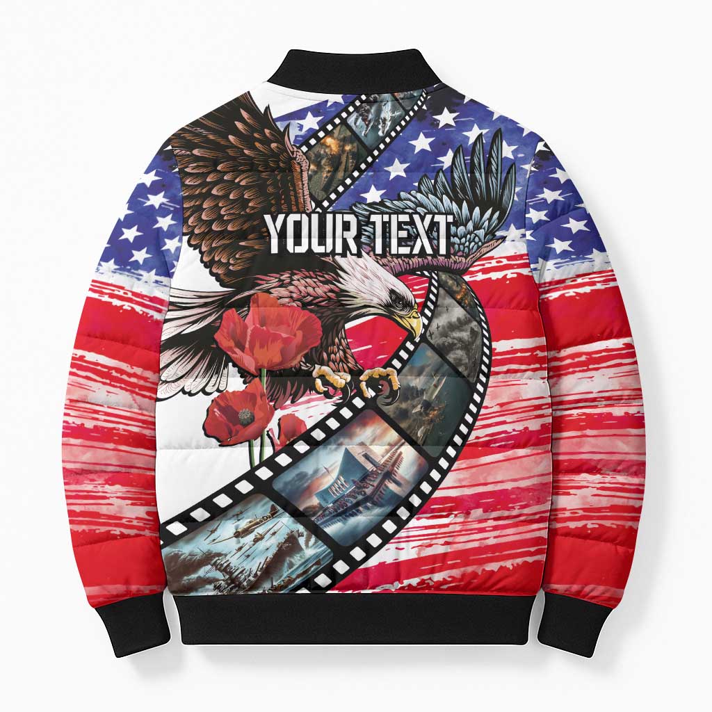 Pearl Harbor Remembrance Day Personalized Bomber Puffer Jacket Lest We Forget - The Bald Eagle Remembers - Wonder Print Shop