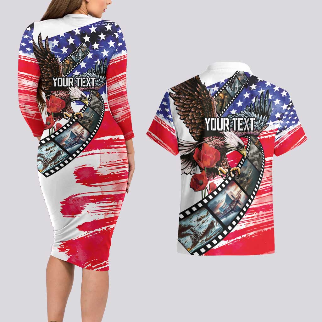Pearl Harbor Remembrance Day Personalized Couples Matching Long Sleeve Bodycon Dress and Hawaiian Shirt Lest We Forget - The Bald Eagle Remembers - Wonder Print Shop