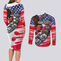 Pearl Harbor Remembrance Day Personalized Couples Matching Long Sleeve Bodycon Dress and Long Sleeve Button Shirt Lest We Forget - The Bald Eagle Remembers - Wonder Print Shop