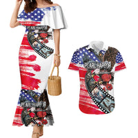 Pearl Harbor Remembrance Day Personalized Couples Matching Mermaid Dress and Hawaiian Shirt Lest We Forget - The Bald Eagle Remembers - Wonder Print Shop