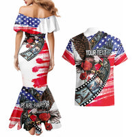 Pearl Harbor Remembrance Day Personalized Couples Matching Mermaid Dress and Hawaiian Shirt Lest We Forget - The Bald Eagle Remembers - Wonder Print Shop