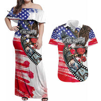 Pearl Harbor Remembrance Day Personalized Couples Matching Off Shoulder Maxi Dress and Hawaiian Shirt Lest We Forget - The Bald Eagle Remembers - Wonder Print Shop