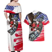 Pearl Harbor Remembrance Day Personalized Couples Matching Off Shoulder Maxi Dress and Hawaiian Shirt Lest We Forget - The Bald Eagle Remembers - Wonder Print Shop