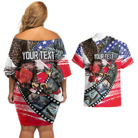 Pearl Harbor Remembrance Day Personalized Couples Matching Off Shoulder Short Dress and Hawaiian Shirt Lest We Forget - The Bald Eagle Remembers - Wonder Print Shop