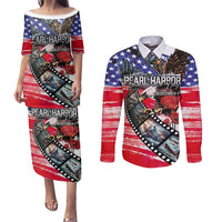 Pearl Harbor Remembrance Day Personalized Couples Matching Puletasi and Long Sleeve Button Shirt Lest We Forget - The Bald Eagle Remembers - Wonder Print Shop