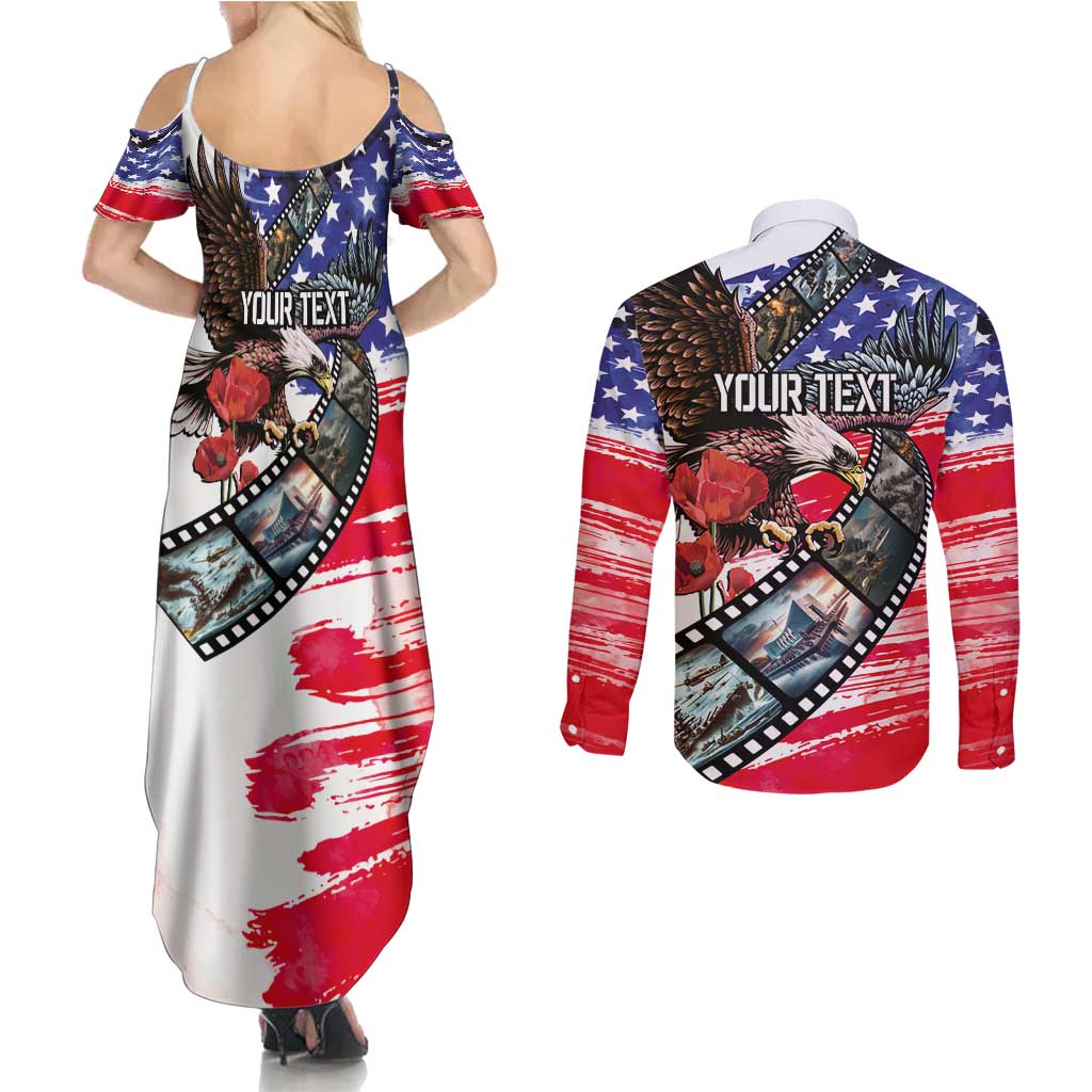Pearl Harbor Remembrance Day Personalized Couples Matching Summer Maxi Dress and Long Sleeve Button Shirt Lest We Forget - The Bald Eagle Remembers - Wonder Print Shop