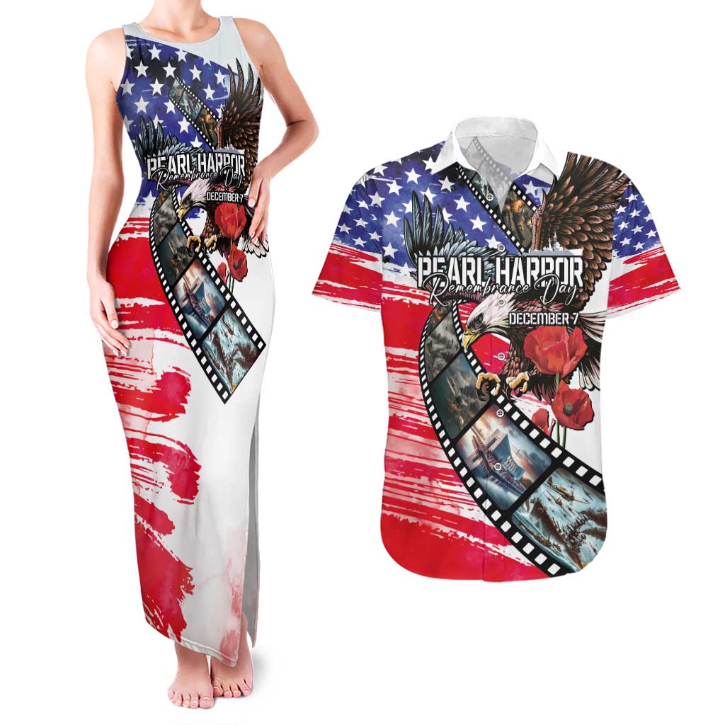 Pearl Harbor Remembrance Day Personalized Couples Matching Tank Maxi Dress and Hawaiian Shirt Lest We Forget - The Bald Eagle Remembers - Wonder Print Shop