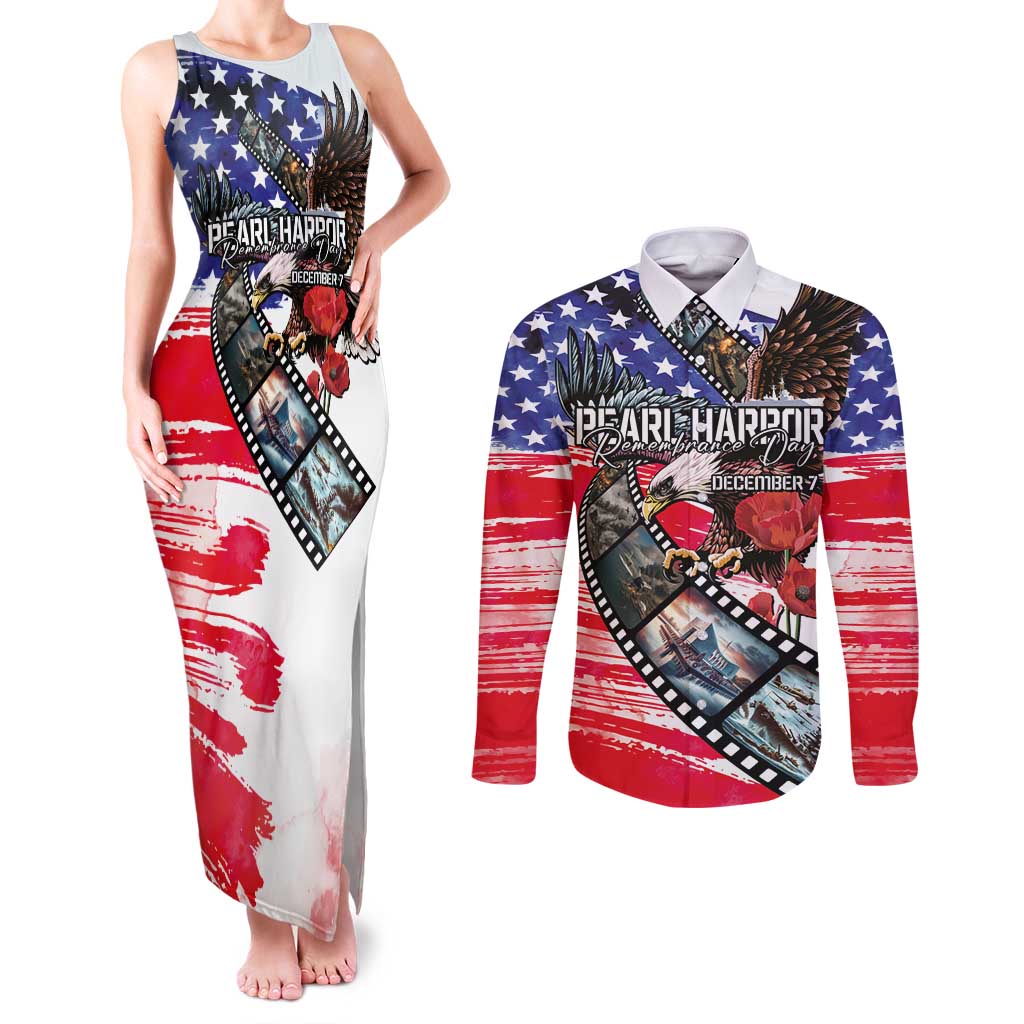 Pearl Harbor Remembrance Day Personalized Couples Matching Tank Maxi Dress and Long Sleeve Button Shirt Lest We Forget - The Bald Eagle Remembers - Wonder Print Shop