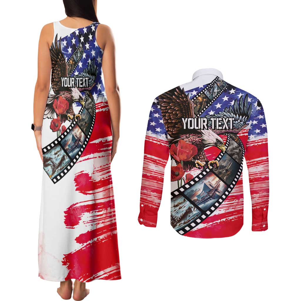 Pearl Harbor Remembrance Day Personalized Couples Matching Tank Maxi Dress and Long Sleeve Button Shirt Lest We Forget - The Bald Eagle Remembers - Wonder Print Shop