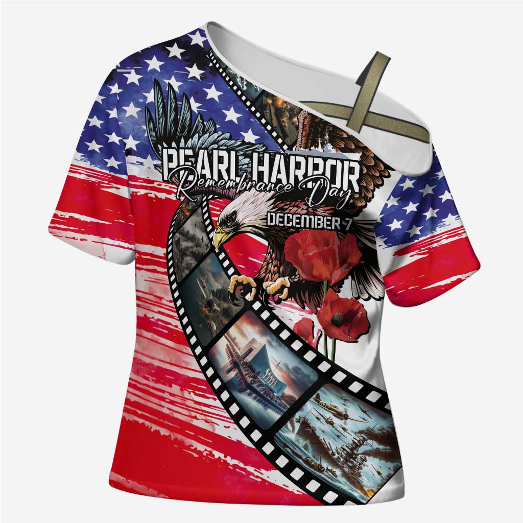 Pearl Harbor Remembrance Day Personalized Cross Shoulder Shirt Lest We Forget - The Bald Eagle Remembers - Wonder Print Shop