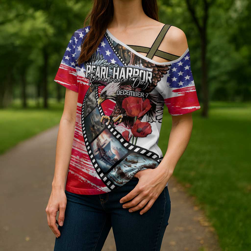 Pearl Harbor Remembrance Day Personalized Cross Shoulder Shirt Lest We Forget - The Bald Eagle Remembers - Wonder Print Shop
