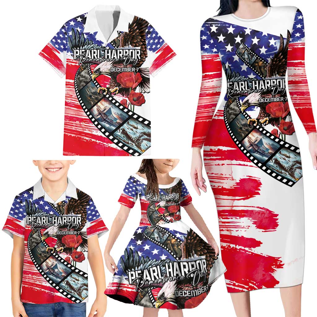 Pearl Harbor Remembrance Day Personalized Family Matching Long Sleeve Bodycon Dress and Hawaiian Shirt Lest We Forget - The Bald Eagle Remembers - Wonder Print Shop
