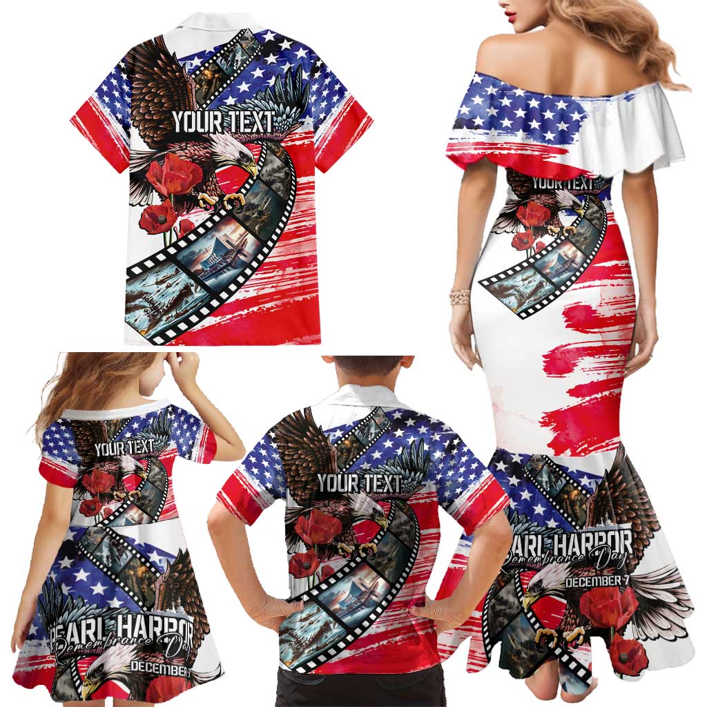 Pearl Harbor Remembrance Day Personalized Family Matching Mermaid Dress and Hawaiian Shirt Lest We Forget - The Bald Eagle Remembers - Wonder Print Shop